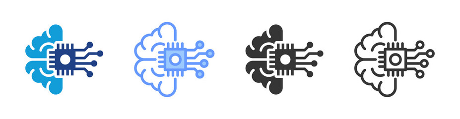 Machine Learning icon set multiple style collection