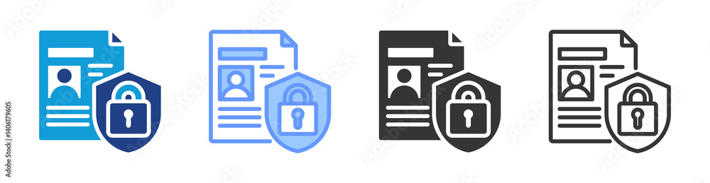 Poster Data Security icon set multiple style collection