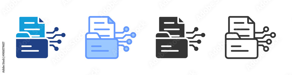 Aufkleber Data Aggregation icon set multiple style collection