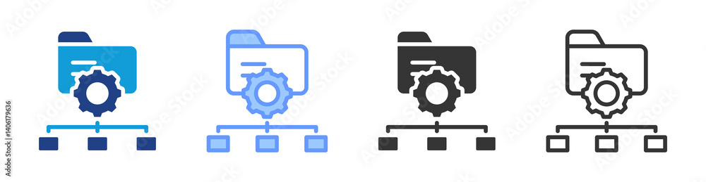 Poster Data Architecture icon set multiple style collection