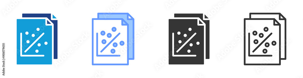 Poster Data Correlation icon set multiple style collection
