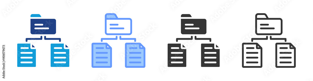 Fototapete data enrichment icon set multiple style collection