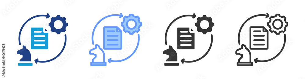 Poster Data Strategy icon set multiple style collection