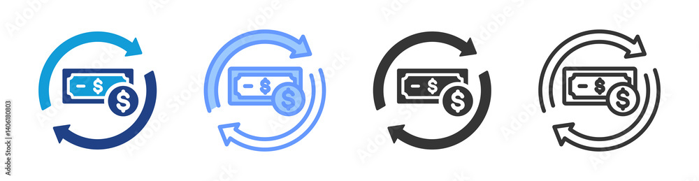 Poster Cashflow icon set multiple style collection