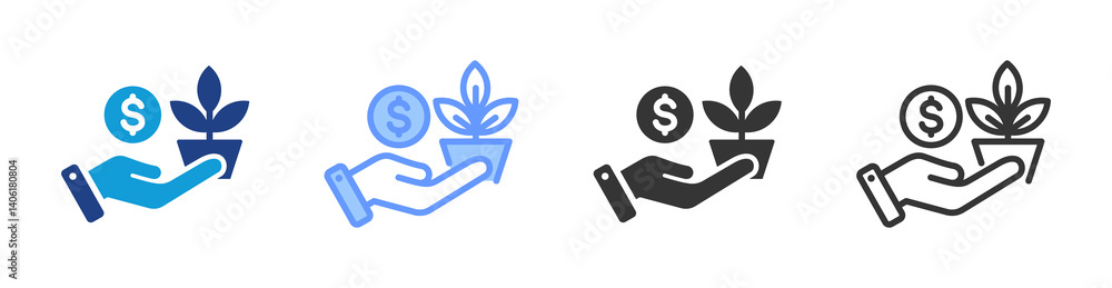 Poster investment icon set multiple style collection