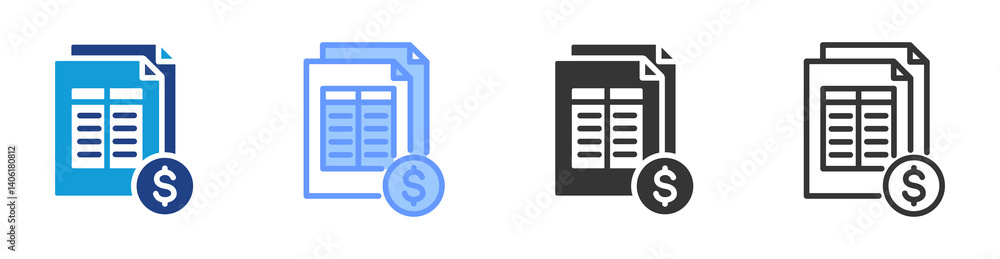 Poster balance sheet icon set multiple style collection