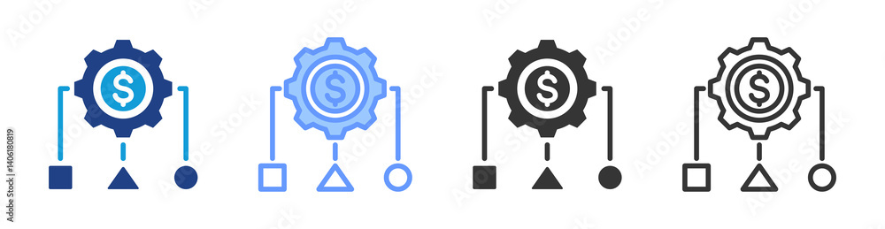 Poster financial model icon set multiple style collection