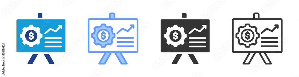 Poster projection icon set multiple style collection