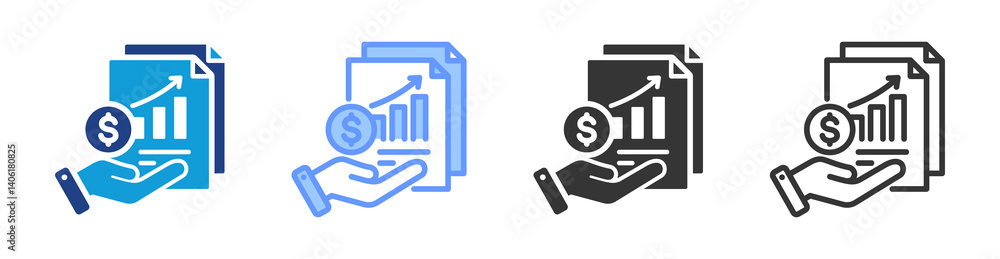 Poster Income Statement icon set multiple style collection