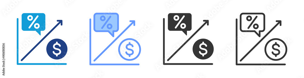 Poster growth rate icon set multiple style collection