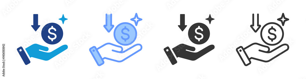 Poster net income icon set multiple style collection