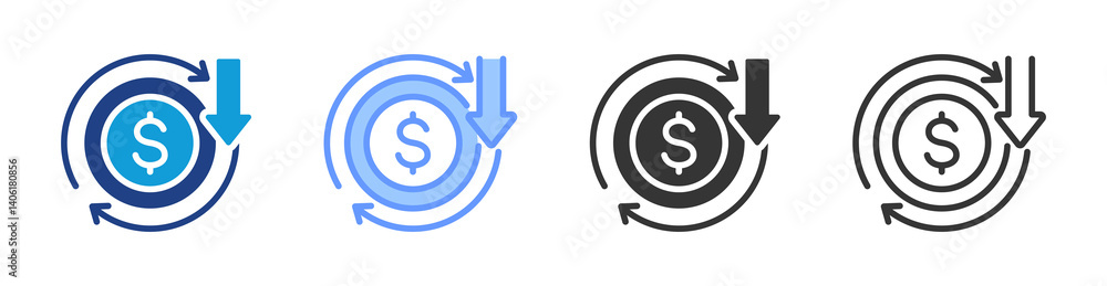 Poster Operating Profit icon set multiple style collection