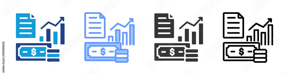 Poster equity icon set multiple style collection