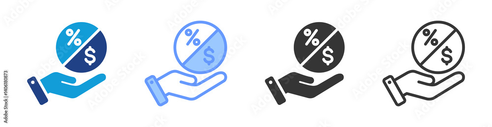 Poster Dividend icon set multiple style collection