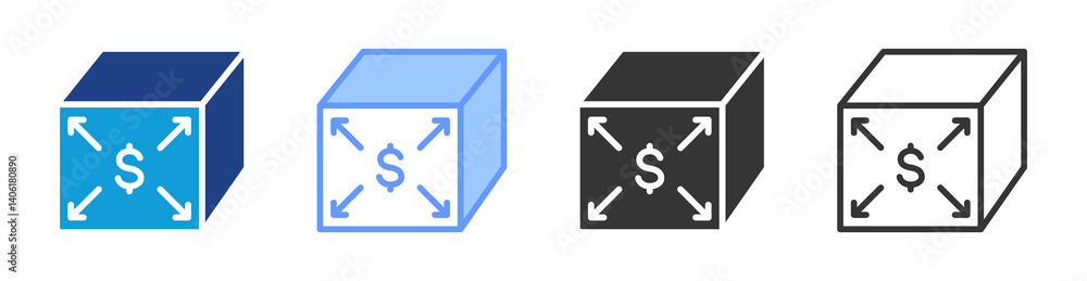 Poster Overhead Cost icon set multiple style collection