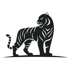 Obraz premium Tiger Logo - Minimalist Flat Simple Black Silhouette Logogram for Brand Identity 