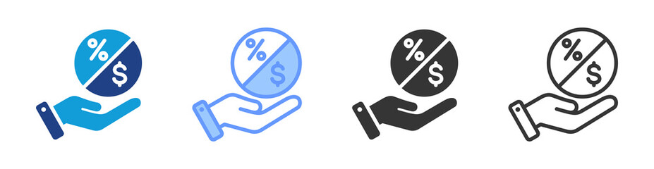 Dividend icon set multiple style collection