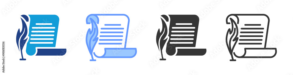 Poster Manuscript icon set multiple style collection