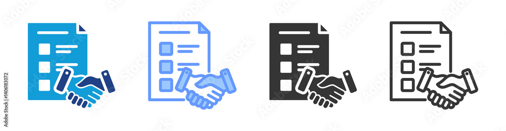 Poster agreement icon set multiple style collection
