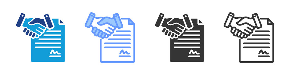 Contract icon set multiple style collection