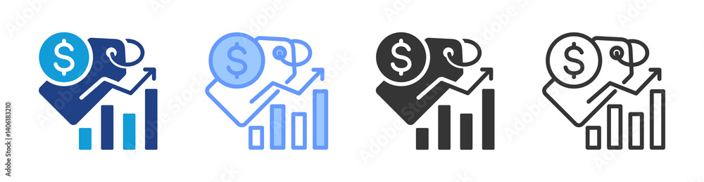 Poster Sales icon set multiple style collection