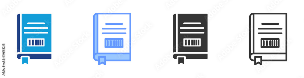 Poster Isbn icon set multiple style collection