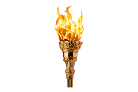 Golden torch bright flame  isolated on transparent background
 - Powered by Adobe