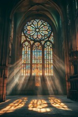 Obraz premium Gothic church stained glass windows in the sunlight