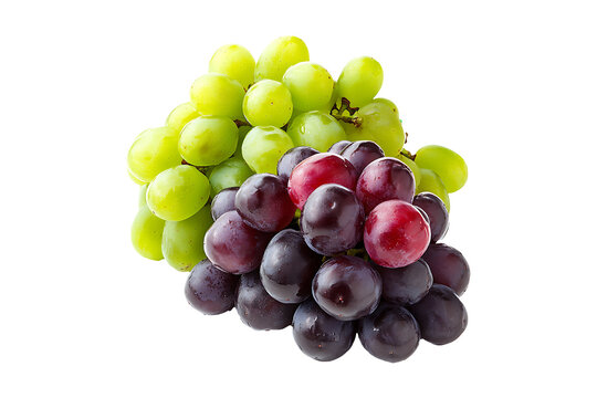 Green and red grapes isolated on transparent background
