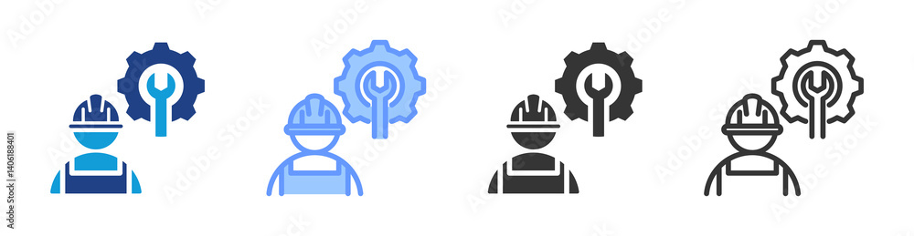 Poster Engineer icon set multiple style collection