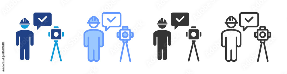 Poster Surveyor icon set multiple style collection