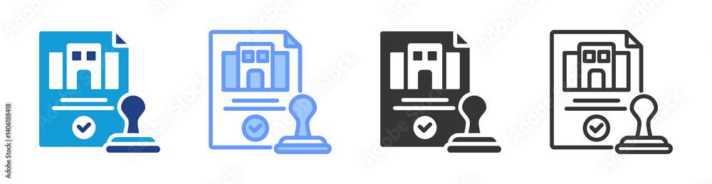 Poster Building Permit icon set multiple style collection