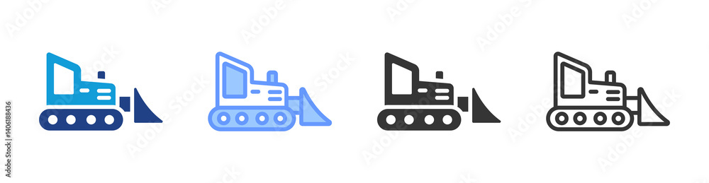 Poster bulldozer icon set multiple style collection