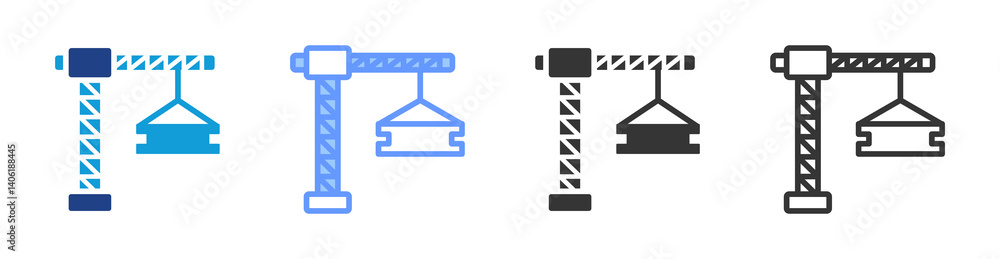 Poster Crane icon set multiple style collection