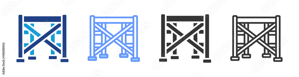 Poster Scaffolding icon set multiple style collection