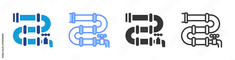 Poster Plumbing icon set multiple style collection