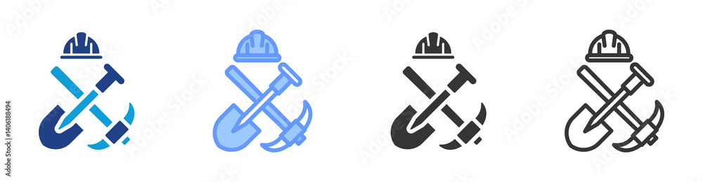 Poster Earthwork icon set multiple style collection
