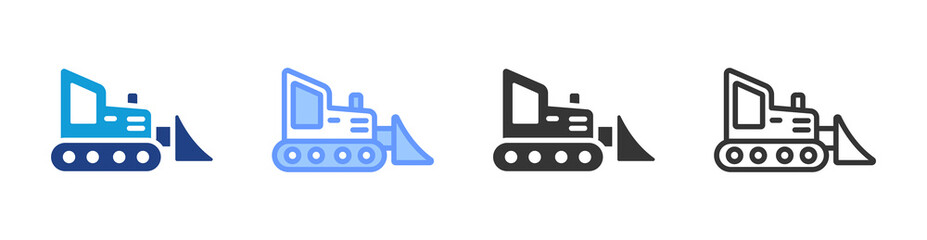 Bulldozer icon set multiple style collection