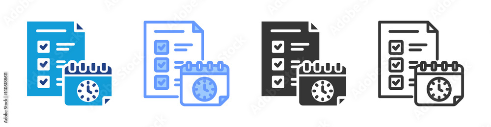 Poster Project Schedule icon set multiple style collection