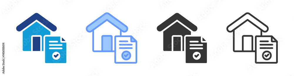 Poster Certificate Of Occupancy icon set multiple style collection
