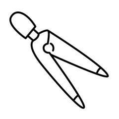 Pencil Compass of School Supplies Outline Icons Sets