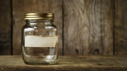 Photorealistic image of a faded label on pantry jar