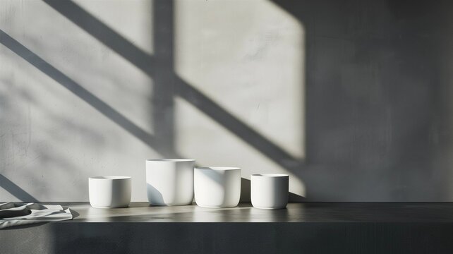 Photorealistic image of a ceramic ramekin set in a modern studio setting