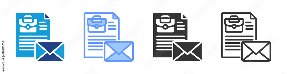 Poster offer letter icon set multiple style collection