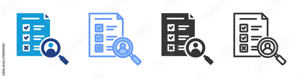 Poster assessment icon set multiple style collection