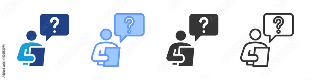 Poster Interviewer icon set multiple style collection