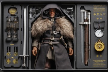 Werewolf hunter action figure with accessories in plastic packaging