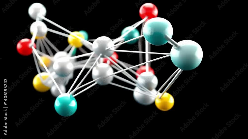 Poster molecular symphony: a captivating visual display of molecular structure, a colorful interconnected s