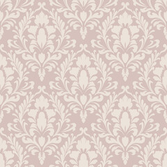Elegant Pink Damask Seamless Pattern. Vector design for Wallpaper, Fabric, Branding, Packaging, Invitations, Wedding, Home Decor Design