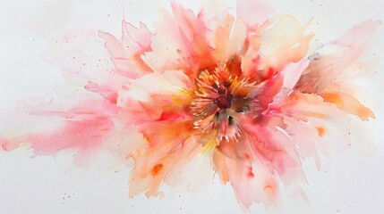Pink Peony Watercolor Painting - Abstract Floral Design with Delicate Petals and Soft, Dreamy Colors for Artistic Decor